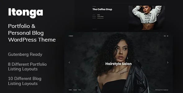 Itonga - Portfolio & Personal Blog WordPress Theme — homepage layout