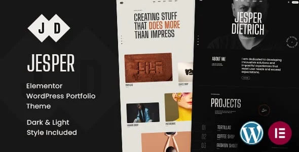 Jesper – Responsive Elementor Portfolio WordPress Theme — homepage layout