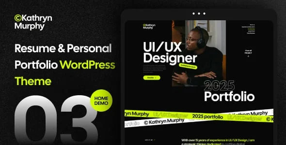 Kathryn - Personal Portfolio & Photography WordPress Theme — homepage layout