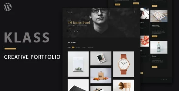 Klass | Dark Minimal Portfolio WordPress Theme — homepage layout