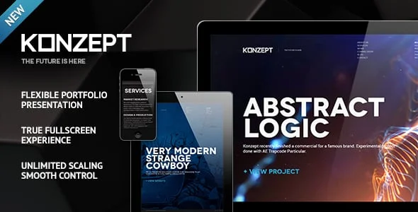 Konzept - Fullscreen Portfolio WordPress Theme — homepage layout