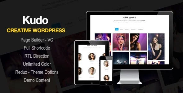 Kudo - Portfolio, Marketing Landing Page WordPress Theme — homepage layout