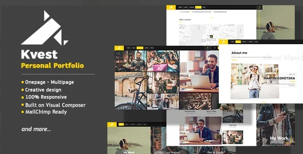 Kvest - Creative Responsive Personal Portfolio WordPress Theme — homepage layout