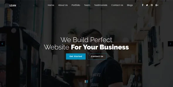 Lean - One Page Portfolio WordPress Theme — homepage layout