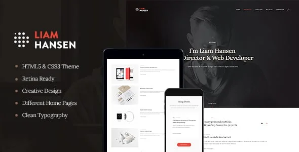 Liam Hansen - Creative Freelancers & Agency WordPress Theme — homepage layout