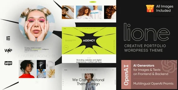 Lione - Creative Portfolio & Brutalist WordPress Theme — homepage layout