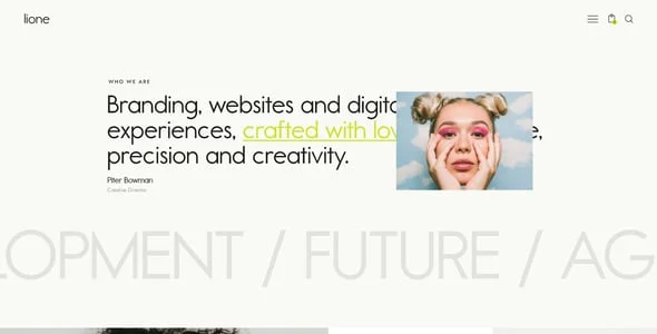 Lione - Creative Portfolio & Brutalist WordPress Theme — interior page design