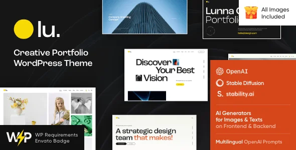 Lunna - Creative Portfolio WordPress Theme + Online Store — homepage layout