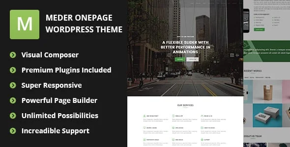 Meder - Simple One Page WordPress Theme — homepage layout