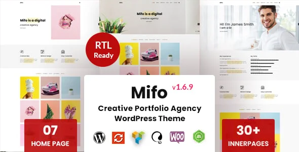 Mifo - Creative Minimal Portfolio WordPress Theme — homepage layout