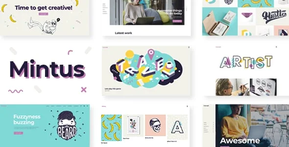 Mintus - Illustration Portfolio WordPress Theme — homepage layout