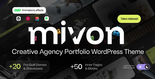 Mivon - Creative Agency Portfolio WordPress Theme — homepage layout