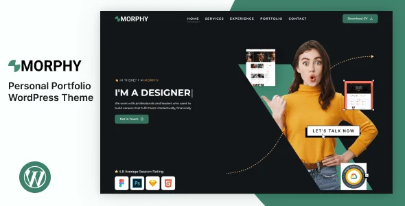 Morphy – Personal Portfolio WordPress Theme — homepage layout
