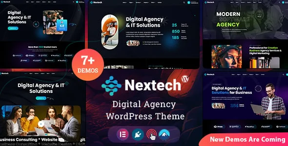 Nextech - Digital Agency Elementor WordPress Theme — homepage layout