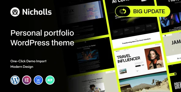 Nicholls - Multipurpose Personal Portfolio WordPress Theme — homepage layout