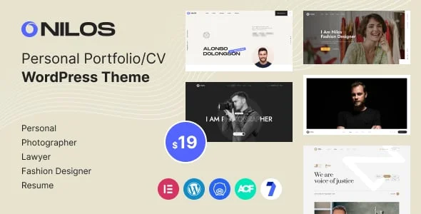 Nilos - Personal Portfolio WordPress Theme — homepage layout