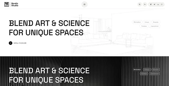 Nordic - Architecture & Interior Design WordPress Theme — content section layout