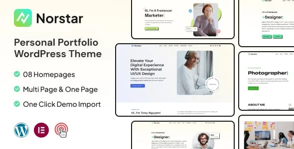Norstar - Personal Portfolio WordPress Theme — homepage layout