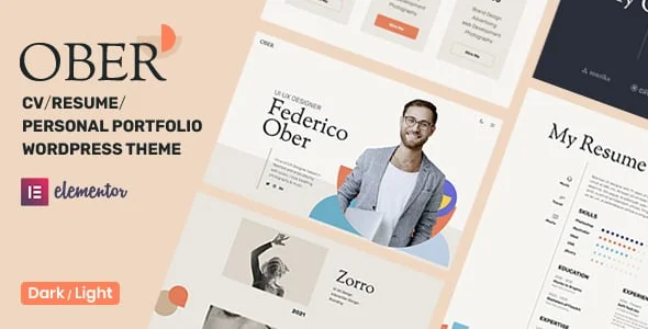 OBER - Resume WordPress Theme — homepage layout