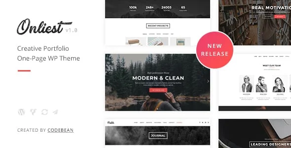 Onliest - Creative Portfolio One Page WP Theme — homepage layout