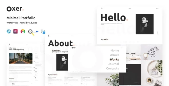 Oxer - Minimal Portfolio WordPress Theme — homepage layout