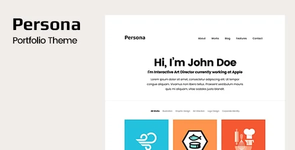 Persona - Portfolio WordPress Theme — homepage layout