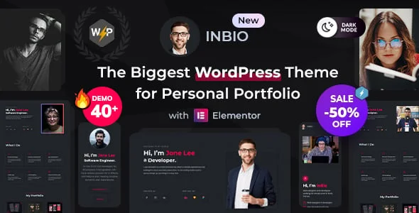 Personal Portfolio WordPress Theme | Inbio — homepage layout