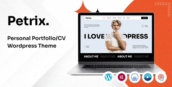 Petrix - Personal Portfolio WordPress Theme — homepage layout