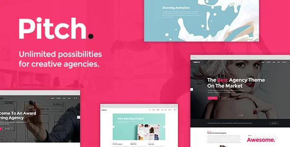 Pitch - Digital Agency & Freelancer WordPress Theme — homepage layout