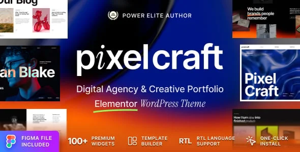 Pixel Craft – Digital Agency & Creative Portfolio WordPress Theme — homepage layout