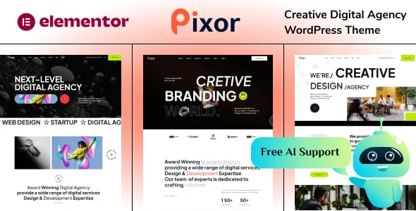 Pixor - Creative Digital Agency WordPress Theme — homepage layout