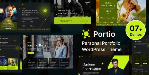Portio - Personal Portfolio Resume WordPress Theme — homepage layout