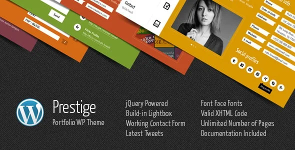 Prestige - Portfolio WordPress Theme — homepage layout