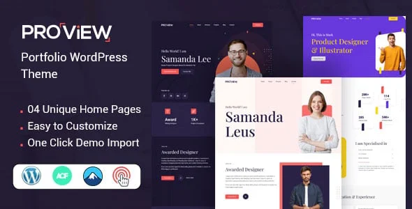 Proview - Creative Portfolio Wordpress Theme — homepage layout