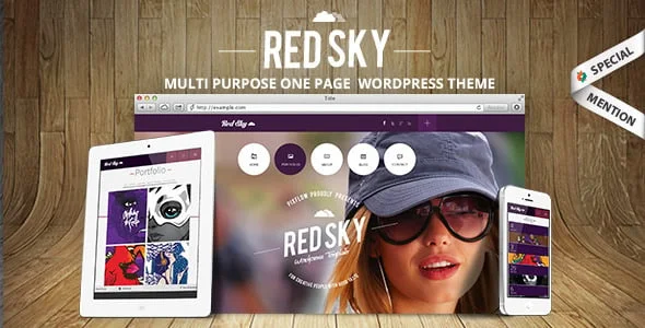 Red Sky - One Page Creative WordPress Theme — homepage layout