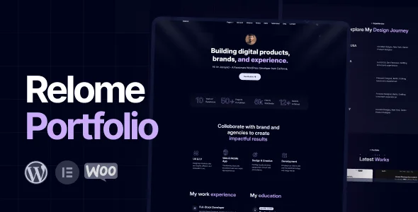 Relome - Personal Portfolio WordPress Theme — homepage layout