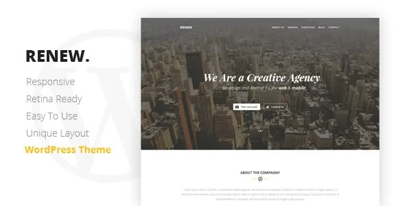 RENEW - Creative One Page WordPress Theme — homepage layout