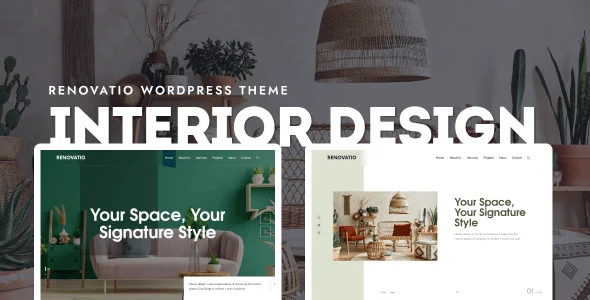 Renovatio | Interior Design WordPress Theme — homepage layout