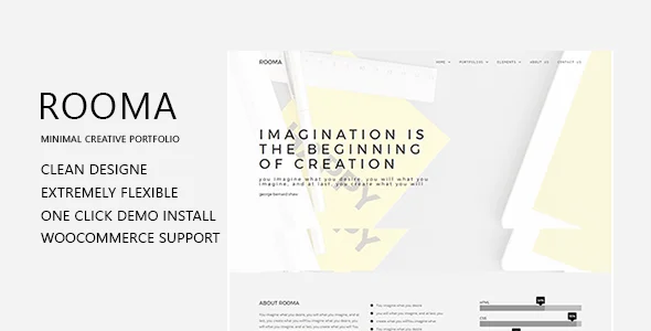 Rooma Minimal Creative Portfolio WordPress Theme — homepage layout