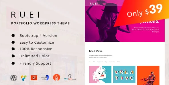 Ruei - Creative Portfolio WordPress Theme — homepage layout