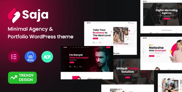 Saja – Minimal Agency & Portfolio WordPress Theme + RTL — homepage layout