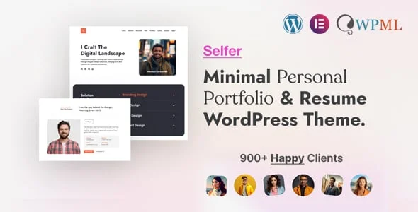Selfer – Minimal Personal Portfolio WordPress Theme — homepage layout