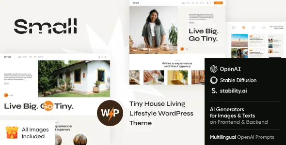 Small - Tiny House Living Cottage WordPress Theme — homepage layout