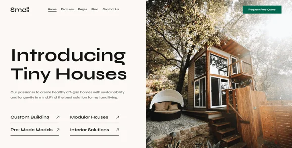 Small - Tiny House Living Cottage WordPress Theme — case study or portfolio page