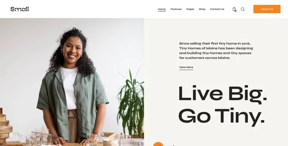 Small - Tiny House Living Cottage WordPress Theme — content section layout