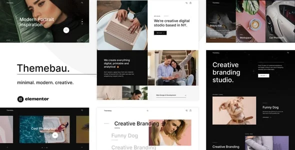 Themebau – Minimal Portfolio & Agency WordPress Theme — homepage layout