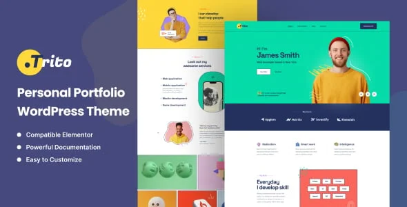 Trito - Personal Portfolio WordPress Theme — homepage layout