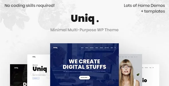 Uniq - Minimal Creative WordPress — homepage layout