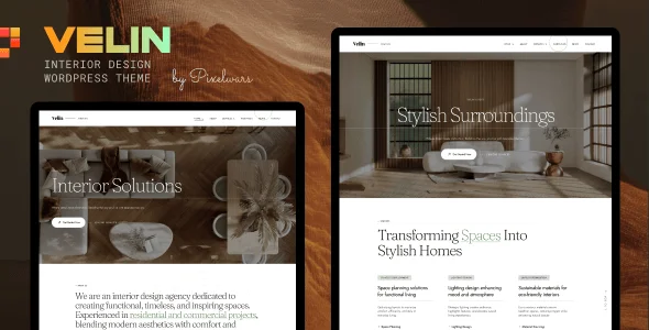 Velin - Interior Design WordPress Theme — homepage layout