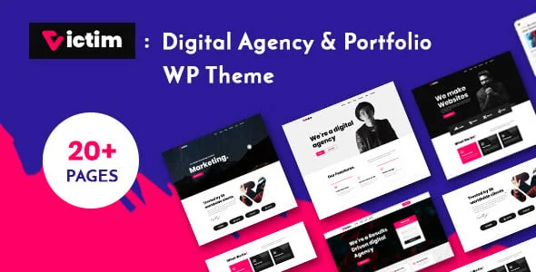 Victim - Digital Agency & Portfolio WordPress Theme — homepage layout